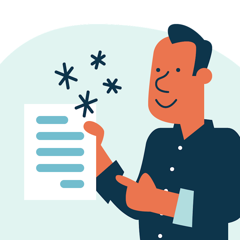 Illustratie van man met document in zijn hand
