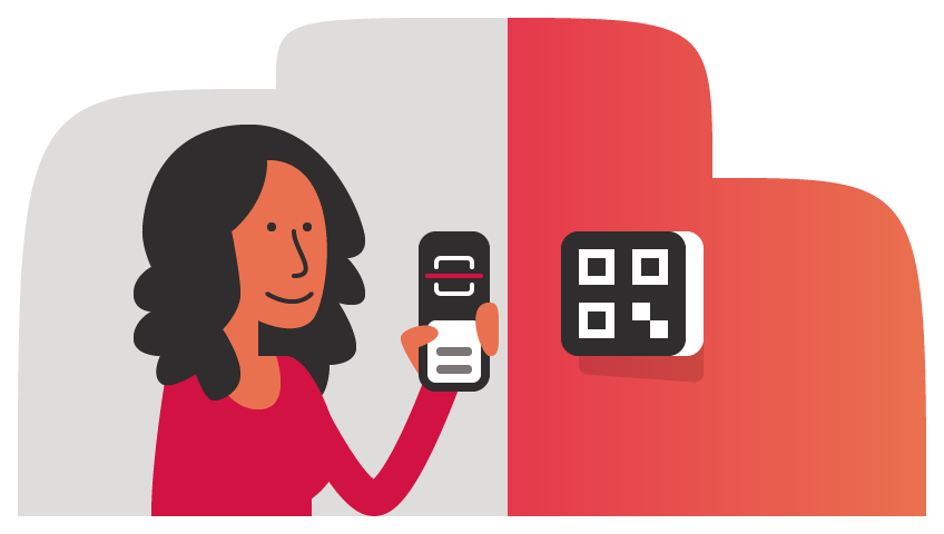 illustratie slimme thermostaat scannen QR-code