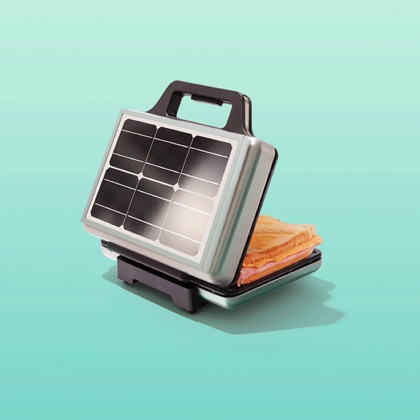 Zonnepaneel op een tosti apparaat