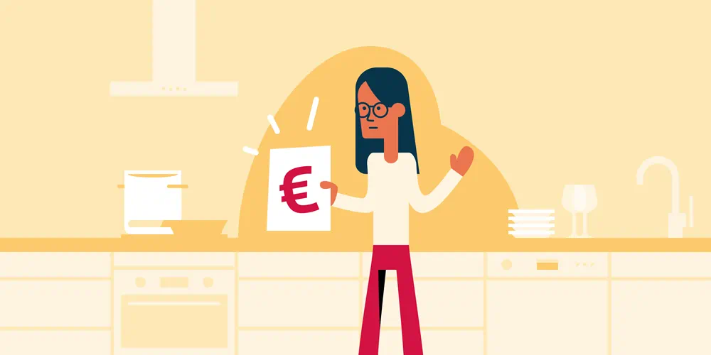 Een vrouw kijkt naar een energierekeing