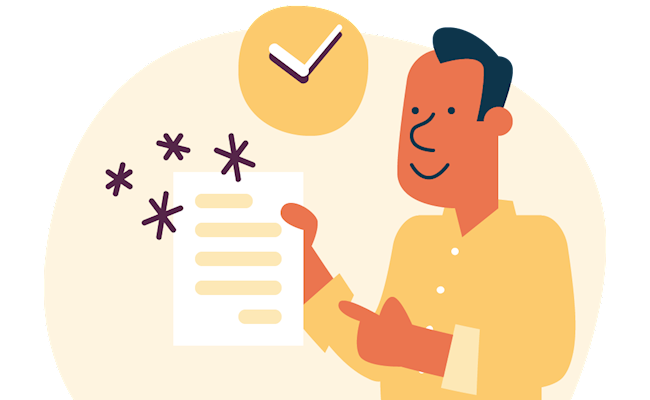Illustratie van een meneer met zijn energiecontract in de hand