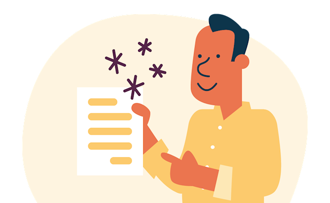 Illustratie van een meneer met zijn energiecontract in zijn hand